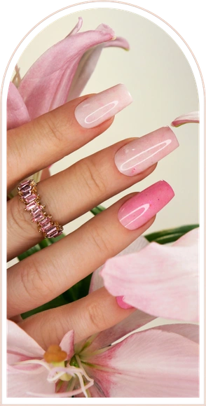 Pink manicure nails acrylic